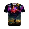 Unisex 3D Printed Casual Short Sleeve Shirts Colorful Space Graphic Tees Men Women Teens 100% Polyester Short Length