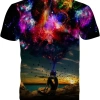 Unisex 3D Printed Casual Short Sleeve Shirts Colorful Space Graphic Tees Men Women Teens 100% Polyester Short Length - Image 2