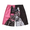 Men's Casual Mid Waist Knitted Shorts 3D Digital Print Bulldog Graphic Quick Dry Anti-Wrinkle Canvas Fabric Drawstring