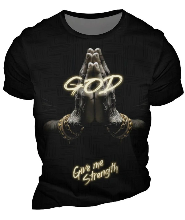 Popular Men's T Shirts Prey God Graphic 3 D Print Crew Neck Short Sleeve Casual T- Shirt For Men Clothes - Image 2
