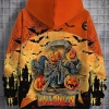 High Quality Men's Pumpkins Bats Graphic Print Hoodie Casual Crocheted Long Sleeve Sweatshirt Oversized Puff Weaving Outdoor Use - Image 2