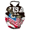 Hot Sale Men's Pullover Hoodie Flag Graphic Fleece Fabric Long Sleeves Printed Pocket Crocheted Puff Washed