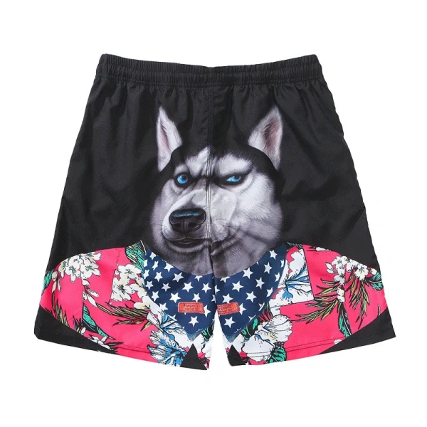 Men's Casual Mid Waist Knitted Shorts 3D Digital Print Bulldog Graphic Quick Dry Anti-Wrinkle Canvas Fabric Drawstring - Image 2