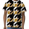 Plus Size Men's Summer Short Sleeve T-Shirt Houndstooth 3D digital Print in Contrasting Colors Knitted Clothing  Big Tall Males